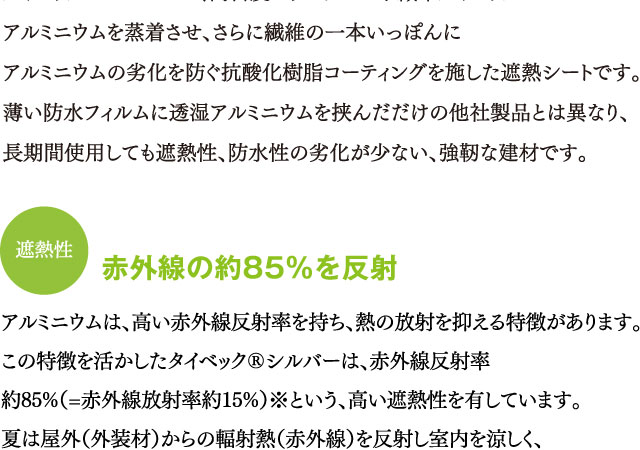 赤外線の約85％を反射