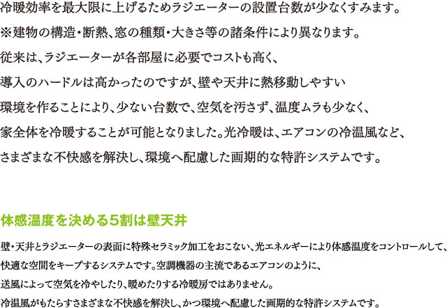 体感温度を決める5割は壁天井
